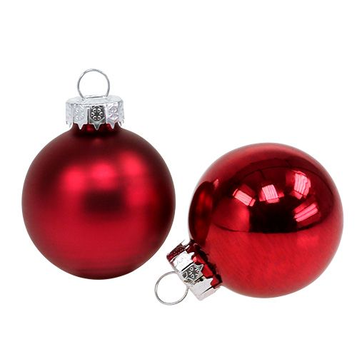 Floristik24 Bola de Natal Ø4cm vermelho brilhante/mate 24 un
