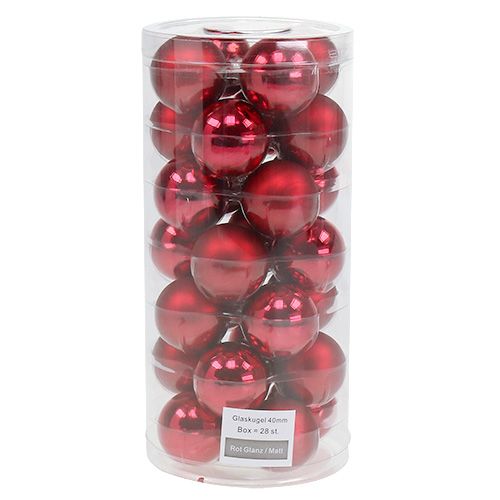 Floristik24 Bola de Natal Ø4cm vermelho brilhante/mate 24 un