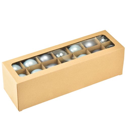 Floristik24 Conjunto de bolas decorativas de vidro – azul-acinzentado, superfície fosca, brilhante 5 cm 24 peças