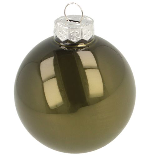 Floristik24 Conjunto de 2 bolas de vidro brilhantes para árvore de Natal nas cores verde-oliva e areia com cabide de 5 cm, 24 peças