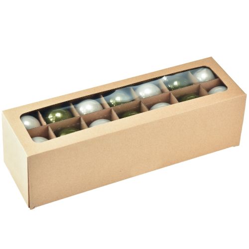 Floristik24 Conjunto de 2 bolas de vidro brilhantes para árvore de Natal nas cores verde-oliva e areia com cabide de 5 cm, 24 peças