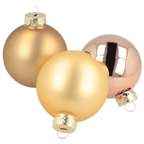 Floristik24 Trio de bolas de Natal dourado e rosé – conjunto elegante de 3 com brilho e estilo 5 cm 24 peças