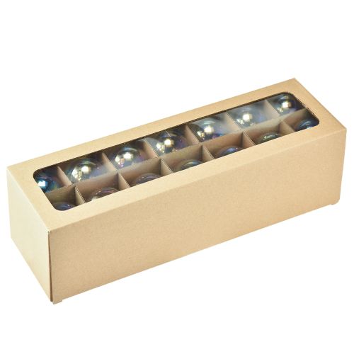 Floristik24 Bola de Natal de vidro – perolada transparente com efeito iridescente e cabide de metal 5 cm 24 peças