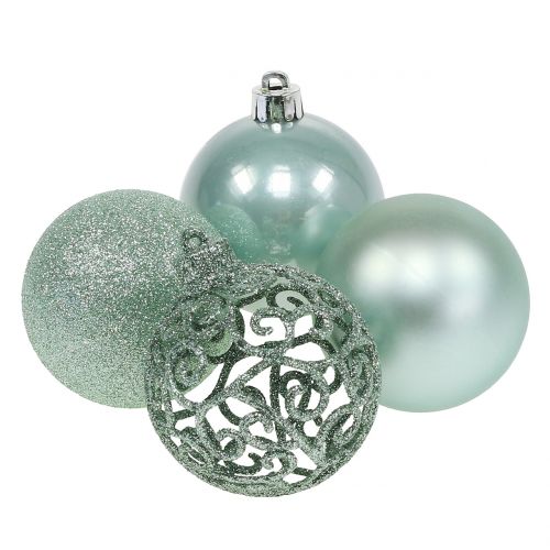Floristik24 Bola de Natal verde claro Ø6cm 16 unidades