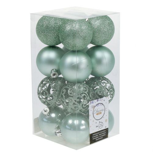 Floristik24 Bola de Natal verde claro Ø6cm 16 unidades