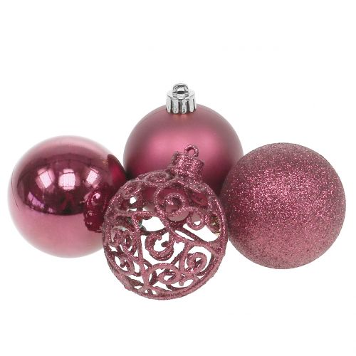 Floristik24 Bola de Natal rosa Ø6cm 16 unidades
