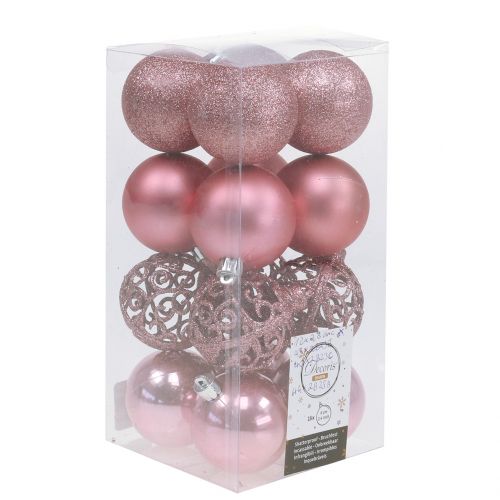 Floristik24 Bola de Natal rosa Ø6cm 16 unidades