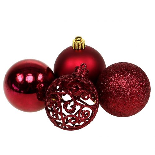 Floristik24 Bola de Natal vermelho escuro Ø6cm 16 unidades