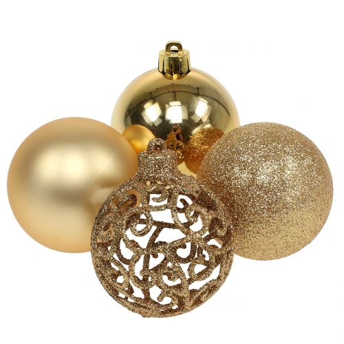 Floristik24 Bola de Natal dourada Ø6cm 16 unidades