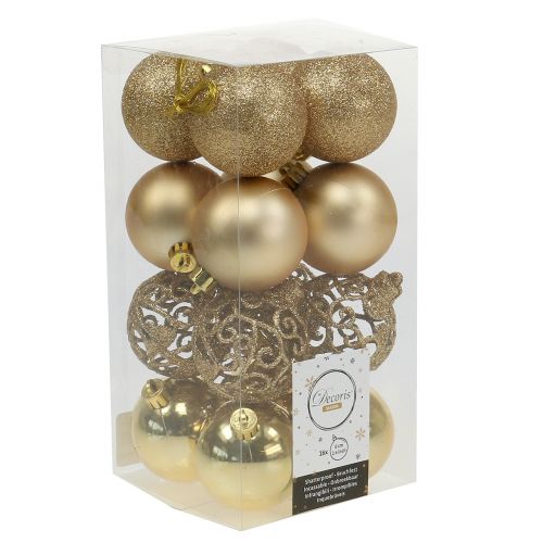 Floristik24 Bola de Natal dourada Ø6cm 16 unidades