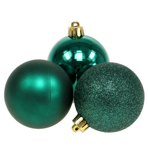 Floristik24 Bola de Natal verde esmeralda mix Ø6cm 10pcs