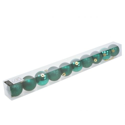 Floristik24 Bola de Natal verde esmeralda mix Ø6cm 10pcs