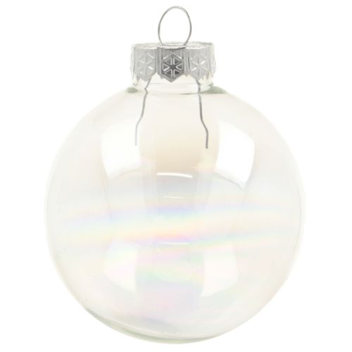 Bola de vidro com aspecto de madrepérola e brilho iridescente 6cm 24 peças
