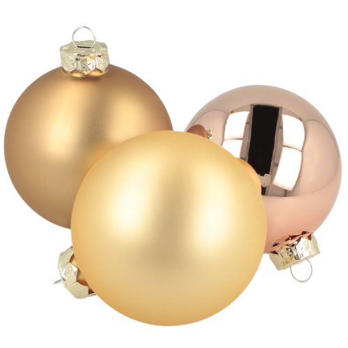 Bolas de Natal de vidro – foscas e brilhantes em ouro, rosa 7,5 cm 12 unidades