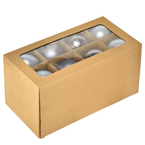 Itens Conjunto de bolas em azul/prata – fosco e brilhante, decoração de vidro para floricultura de inverno 7,5 cm 12 peças