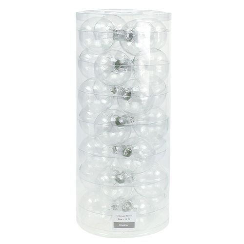 Floristik24 Bola de Natal em vidro Ø6cm transparente 24 unidades