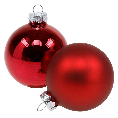 Floristik24 Bola de vidro de Natal Ø6cm vermelha mix 24 unidades