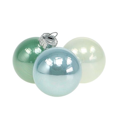 Floristik24 Bola de Natal em vidro Ø3,5cm menta asst. 16 peças