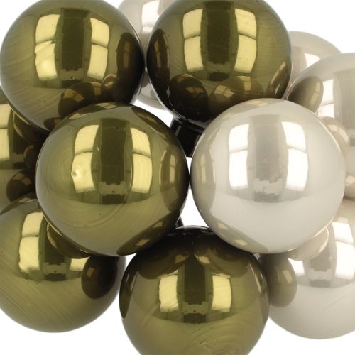 Itens Bola de Natal espelho de vidro bagas oliva prata Ø40mm 32 peças
