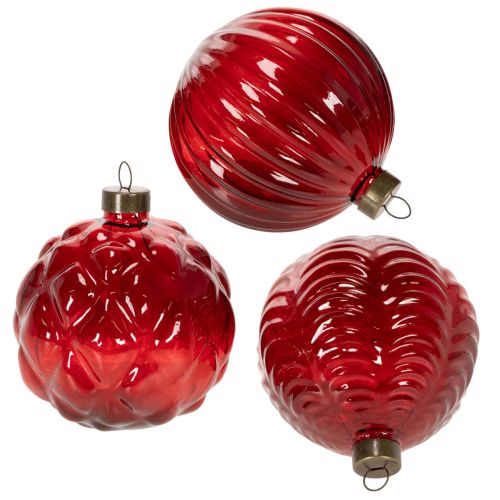 Enfeites de Natal de vidro, vermelhos, 8 cm, 12 peças comprar | Floristik24.pt