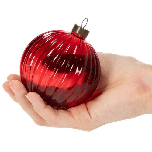 Enfeites de Natal de vidro, vermelhos, 8 cm, 12 peças | Floristik24.pt