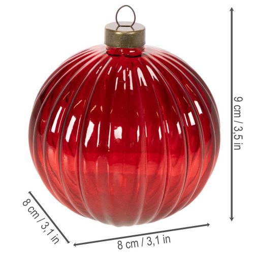 Enfeites de Natal de vidro, vermelhos, 8 cm, 12 peças | Floristik24.pt