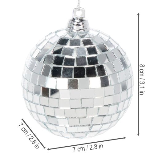 Enfeite de Natal em forma de bola espelhada para pendurar, 7 cm, 6 peças | Floristik24.pt