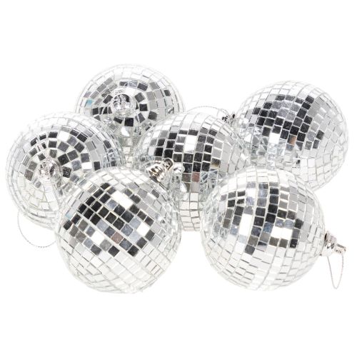 Enfeite de Natal em forma de bola espelhada para pendurar, 7 cm, 6 peças | Floristik24.pt