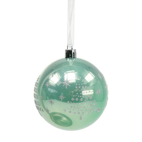 Bola de Natal com glitter de eucalipto Ø8cm 6pcs
