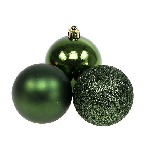 Floristik24 Bola de Natal de plástico Ø6cm verde 10p