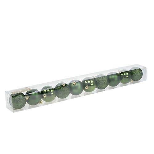 Floristik24 Bola de Natal de plástico Ø6cm verde 10p