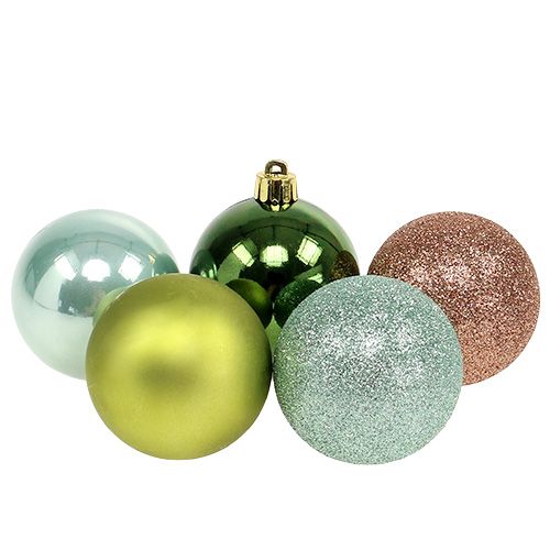 Bola de natal plástico Ø6cm cuzinho verde. 30pcs