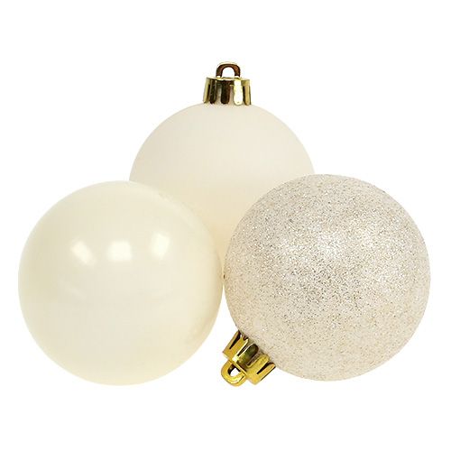 Floristik24 Bola de Natal em plástico creme Ø60mm 10pcs