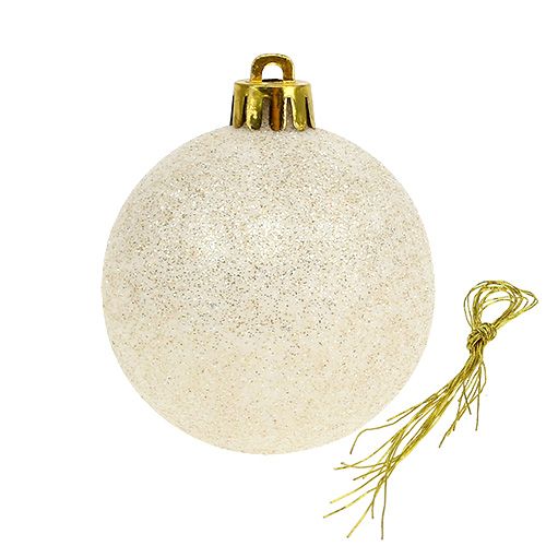 Floristik24 Bola de Natal em plástico creme Ø60mm 10pcs