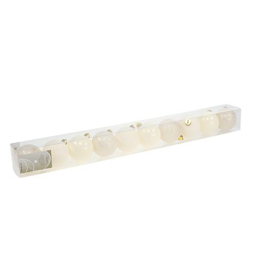 Floristik24 Bola de Natal em plástico creme Ø60mm 10pcs