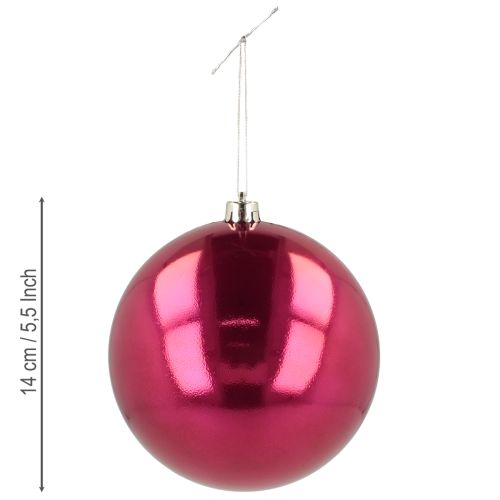 Floristik24 Bola de Natal grande de plástico bola de árvore de Natal rosa Ø14cm