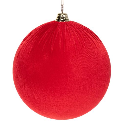 Bola de Natal de veludo vermelho, bola decorativa grande para pendurar, 25 cm, 2 peças