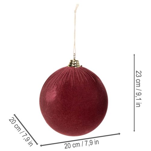 Enfeite de Natal grande em veludo vermelho, 20 cm, conjunto com 3 peças. | Floristik24.pt