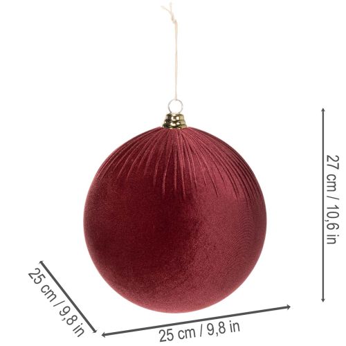 Enfeite grande de veludo vermelho para árvore de Natal, para pendurar, 25 cm, 2 peças | Floristik24.pt