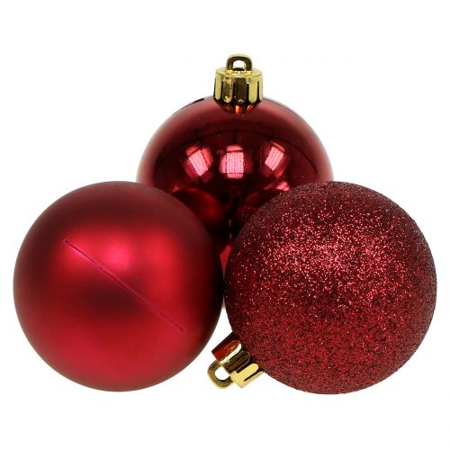 Enfeite de Natal vermelho rubi mix Ø6cm 10p