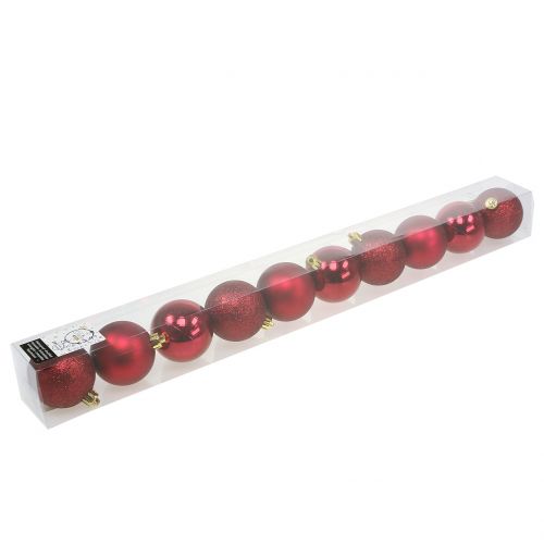 Floristik24 Enfeite de Natal vermelho rubi mix Ø6cm 10p