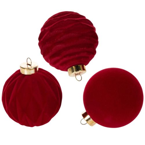 Enfeite de Natal, superfície aveludada, vermelho, 8 cm, 12 peças comprar | Floristik24.pt