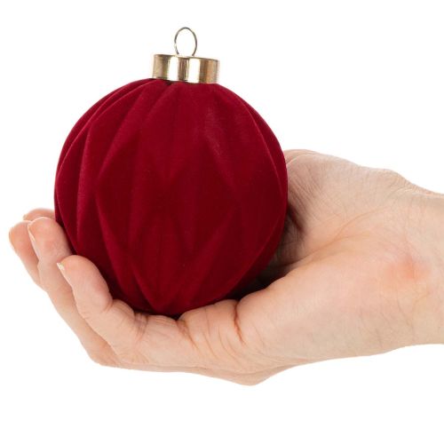 Enfeite de Natal, superfície aveludada, vermelho, 8 cm, 12 peças | Floristik24.pt
