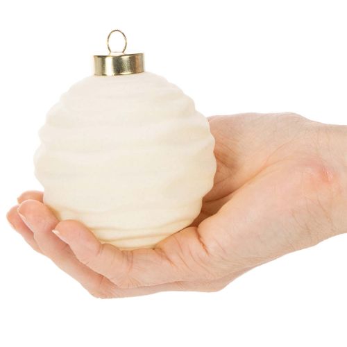 Enfeite de Natal em formato de bola, na cor branca, com texturas variadas, 8 cm, conjunto com 12 peças. | Floristik24.pt