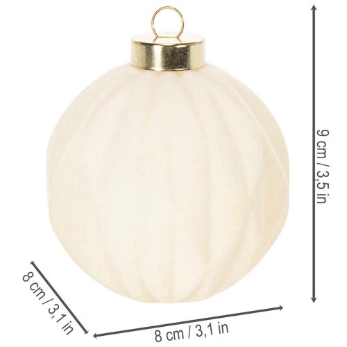 Enfeite de Natal em formato de bola, na cor branca, com texturas variadas, 8 cm, conjunto com 12 peças. | Floristik24.pt