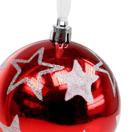 Itens Bolas de Natal com estrelas em vermelho 2pcs Ø8cm