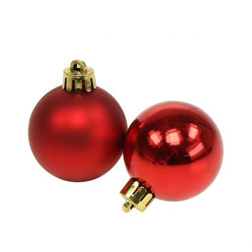 Floristik24 Bola de Natal vermelha pequena Ø4cm 16 unidades