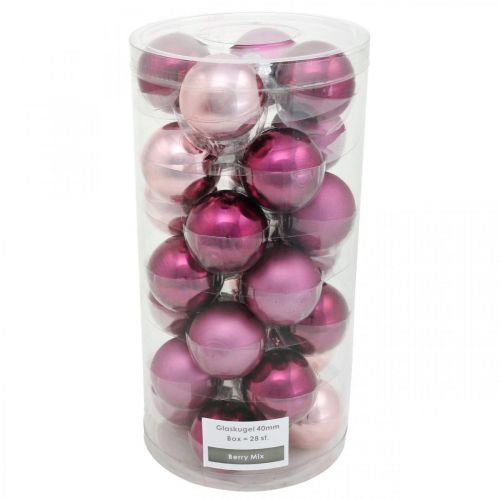 Itens Mini enfeites de árvore, mistura de enfeites de Natal, pingente de árvore de Natal roxo Alt.4,5cm Ø4cm vidro real 24 unidades
