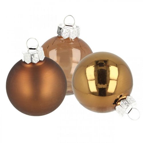 Floristik24 Bolas de Natal, mix de decoração de árvore, mini bolas de árvore de Natal marrom Alt.4,5cm Ø4cm vidro real 24 unid.