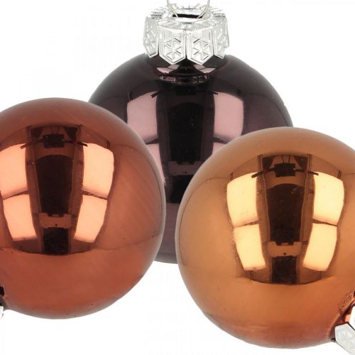 Floristik24 Decorações para árvores de Natal, bolas de Natal, mistura de bolas de árvore marrom Alt.4,5cm Ø4cm vidro real 24 peças